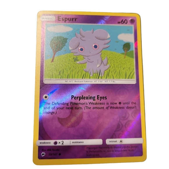 Pokemon TCG Espurr 2017 Burning Shadows Reverse Holo 59/147 Holographic Foil - Picture 1 of 2